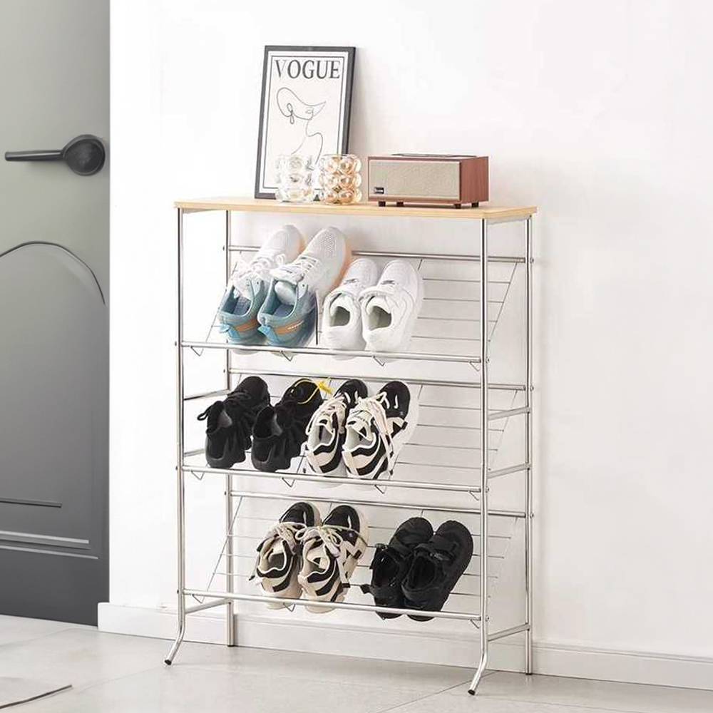 미드센츄리 스텐 현관 신발 수납장 간이신발장 원목 3단 신발정리대