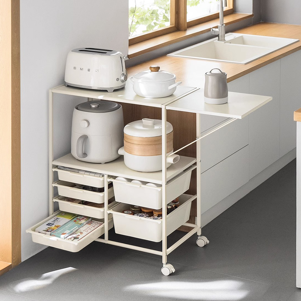 무베즈 수납형 이동식 전자레인지선반 전자레인지 에어프라이어 밥솥 수납장 렌지대