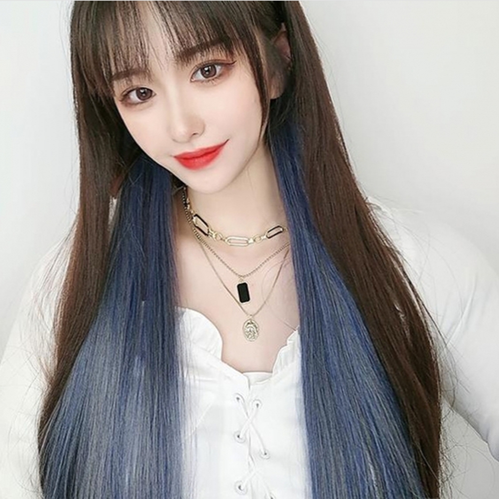 그라데이션 긴머리 헤어피스 인모 브릿지 부분가발 5p세트 - 상품 이미지