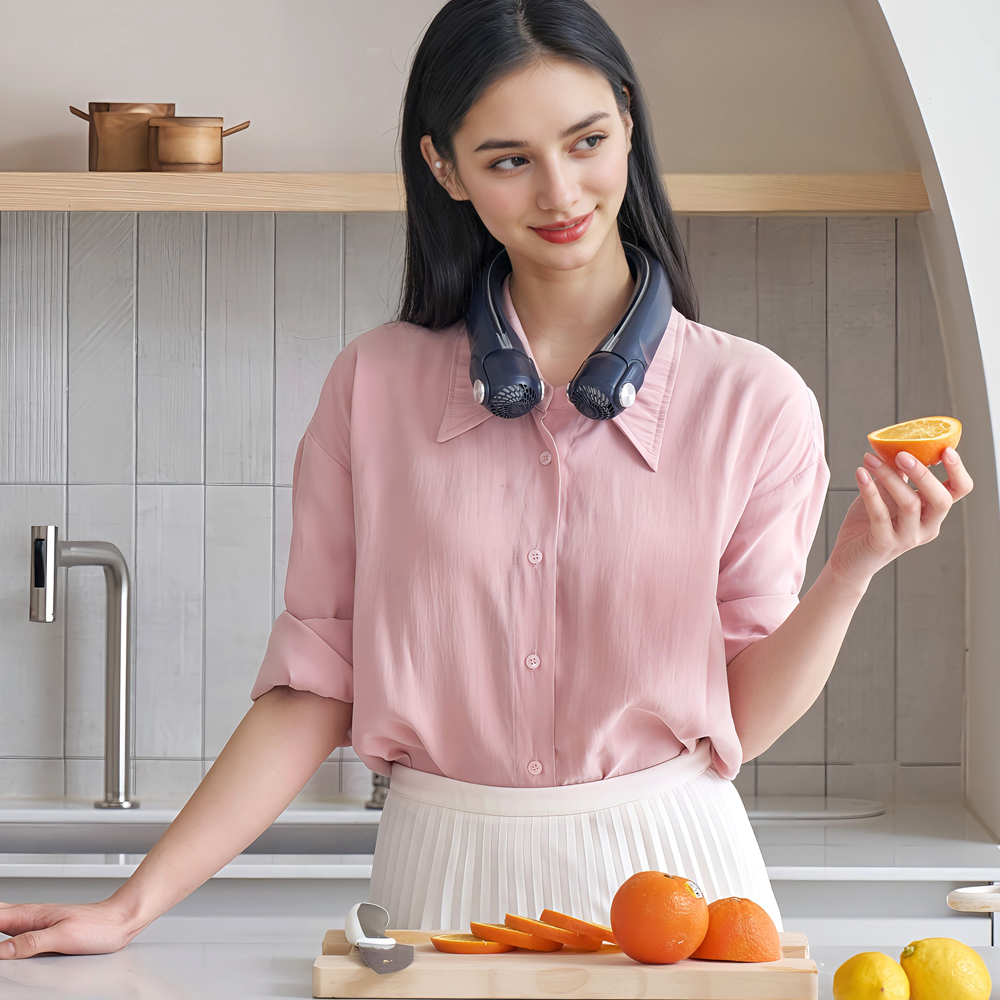 프롬비 휴대용 무선 터보 넥밴드 넥쿨러 선풍기 FG258 넥풍기 오션네이비 - 상세 이미지 5