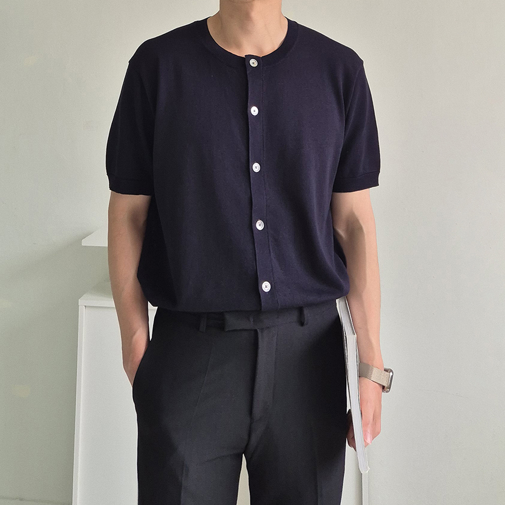 남자 여름가디건 오버핏 린넨 반팔 가디건 - 상세 이미지 5