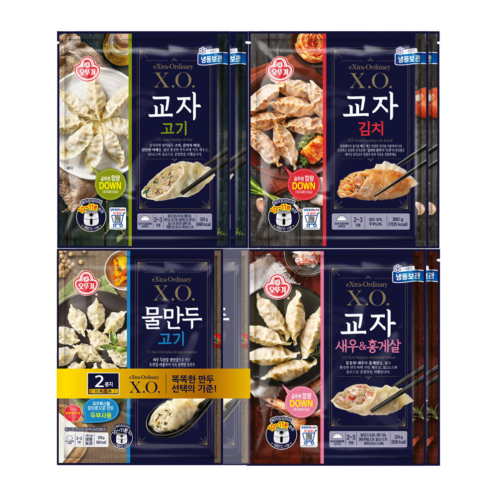 오뚜기 X.O. 교자만두 2개+교자김치 2개+교자새우&홍게살 2개+물만두 2개 - 메인 이미지