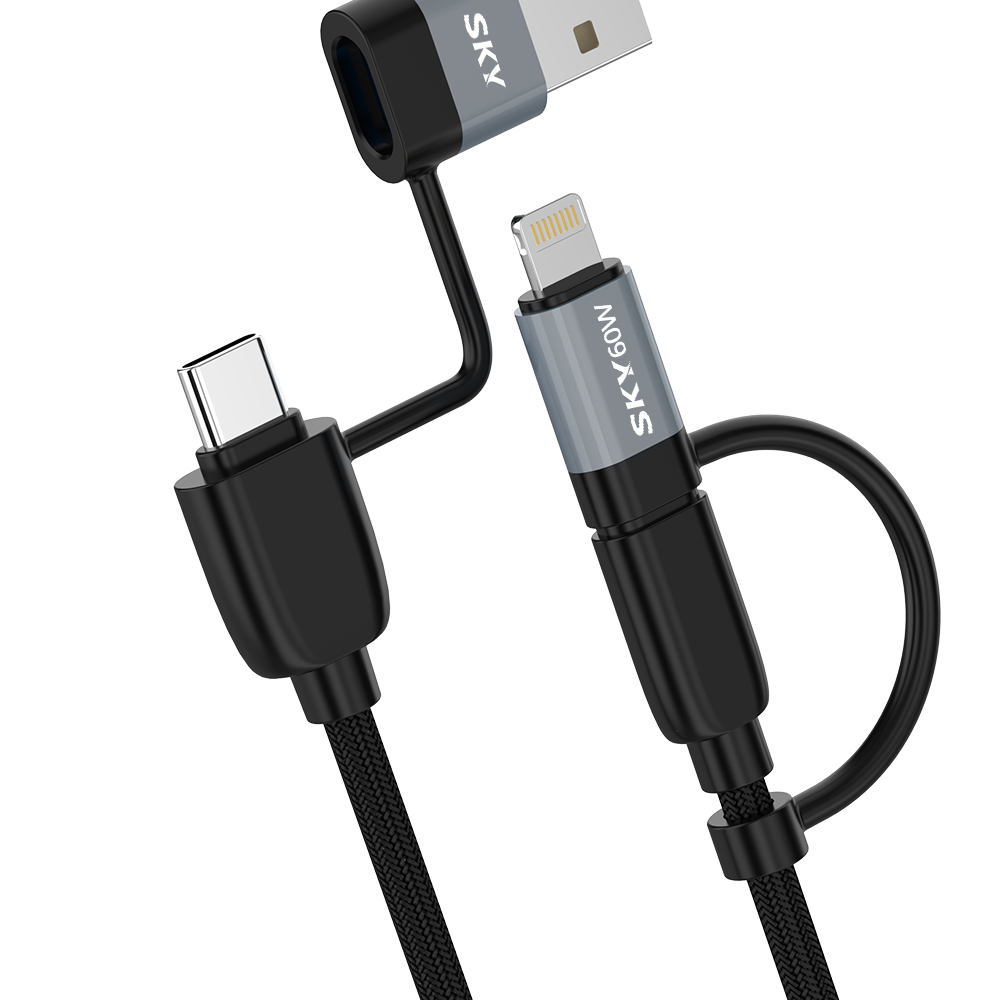 1+1 비트 60W 4in1 고속 충전 단선 방지 패브릭 멀티 케이블 2M - 상세 이미지 4