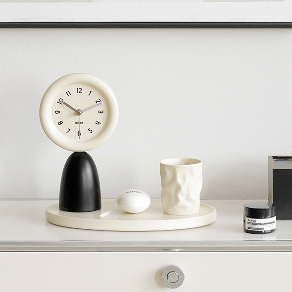온마이무드 오브제 트레이 시계 무소음 탁상시계
