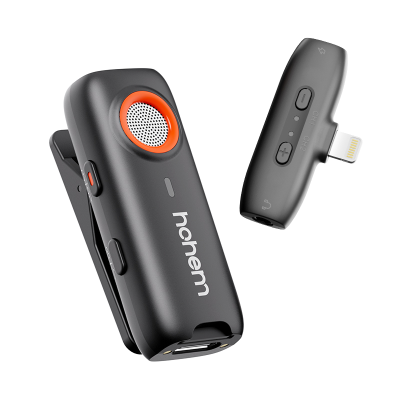 호헴 hohem MIC-01 라이트닝 무선 마이크 2TX + 1RX 2채널 충전케이스 윈드쉴드 포함 - 상세 이미지 4