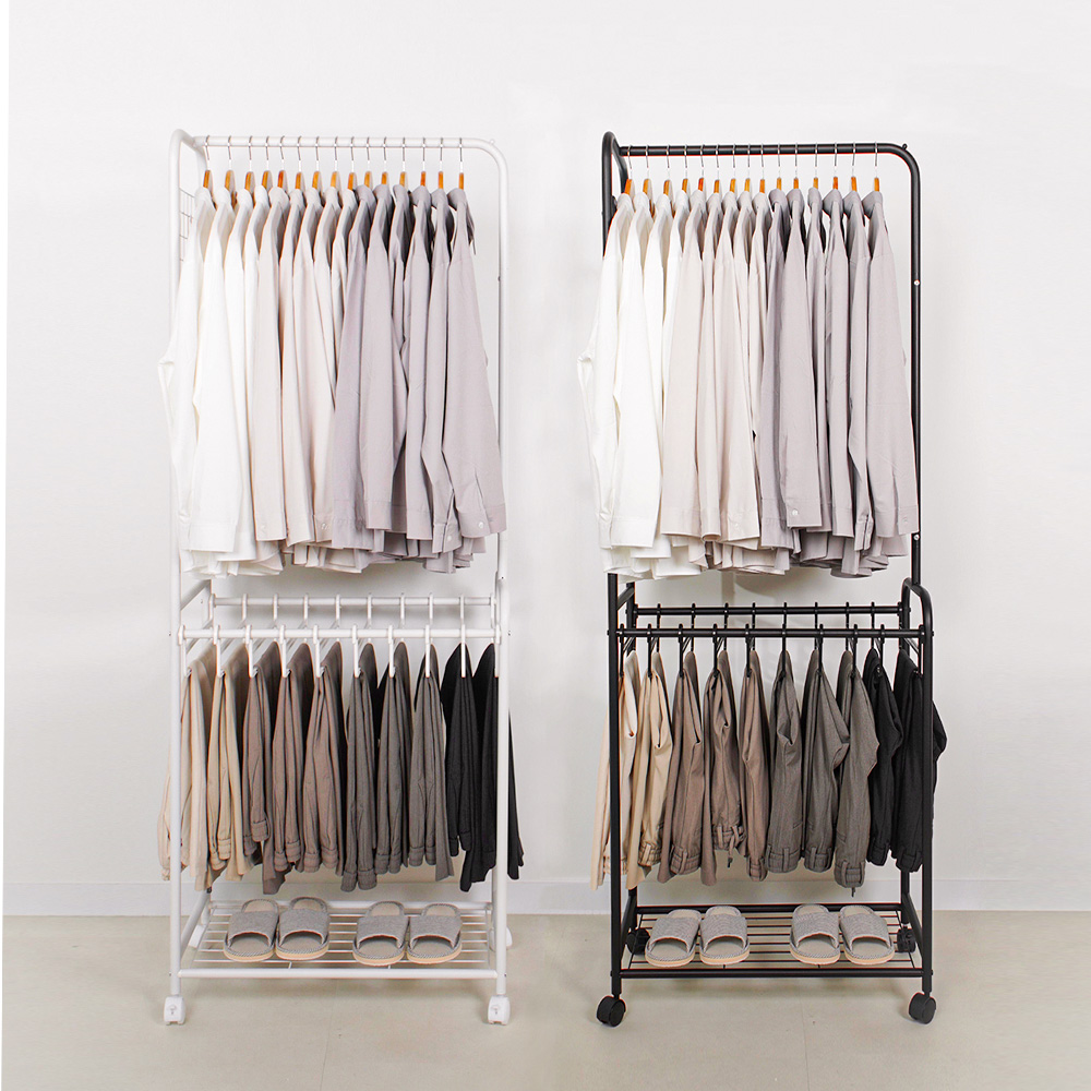 무베즈 올인원 이동식행거 2단 드레스룸 고정식 스탠드 옷걸이 행거