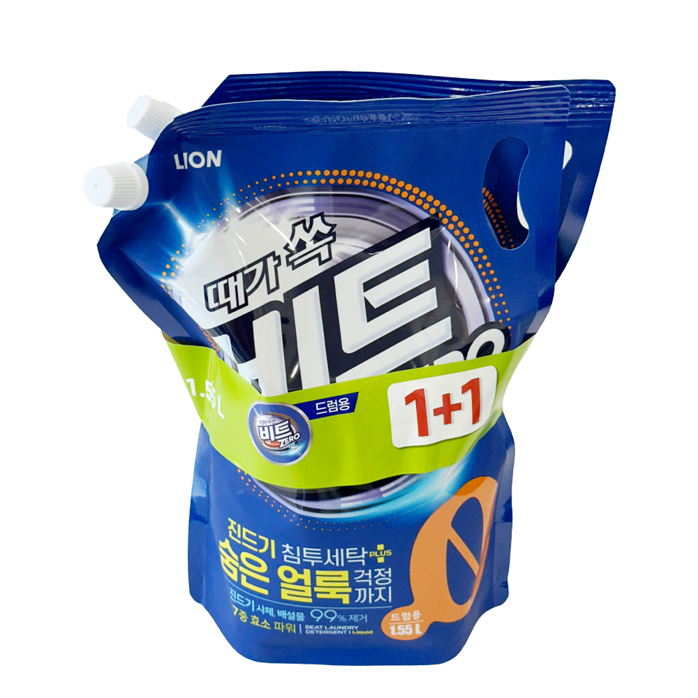 때가 쏙 비트 제로 액체 세탁세제 리필 드럼용 드럼세탁기세제 1.55L x 2개 - 상품 이미지