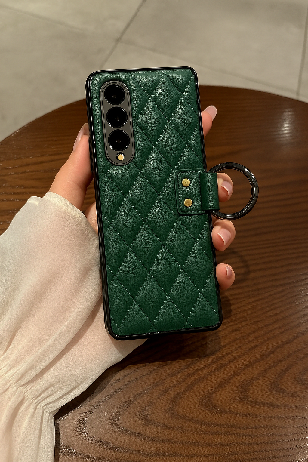 가죽 케이스 범퍼 스트랩 풀커버 전면 강화유리 필름 보호 카메라 폴더 화이트, 갤럭시Z 폴드3 - 상세 이미지 5