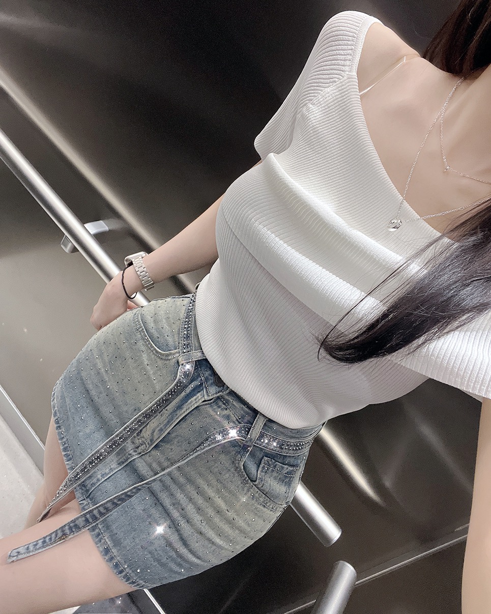 [연청m바로배송]스톤큐빅데님스커트팬츠(2color) 상세 이미지 6