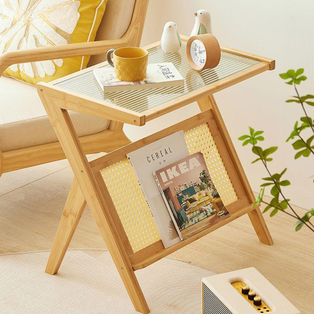원목 라탄 사이드테이블 중형 모던 거실 쇼파 간이 미니 협탁 테이블