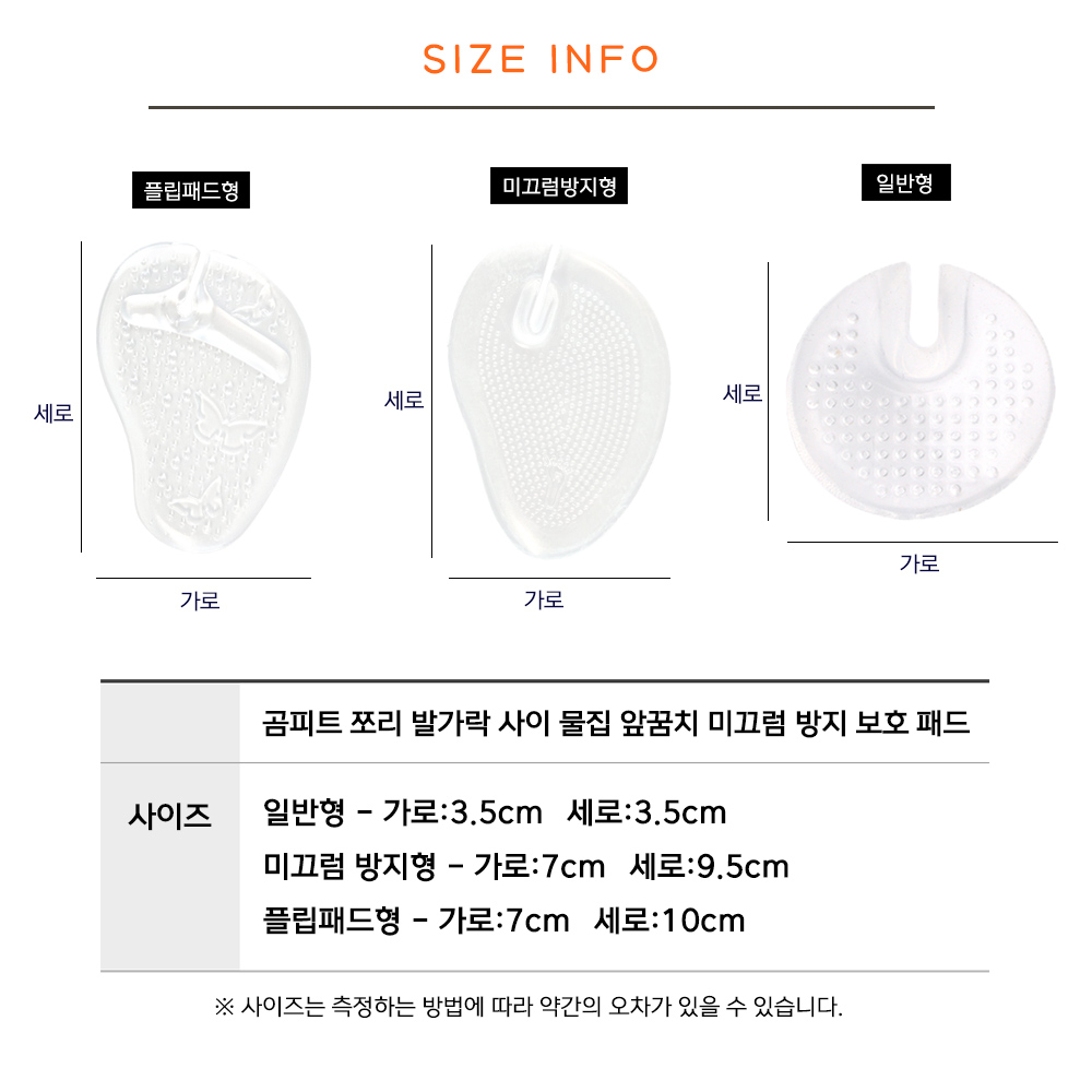 곰피트 3세트 쪼리 신을때 발가락 사이 물집 앞꿈치 미끄럼 방지 보호 패드 실리콘 남녀공용 - 상세 이미지 2