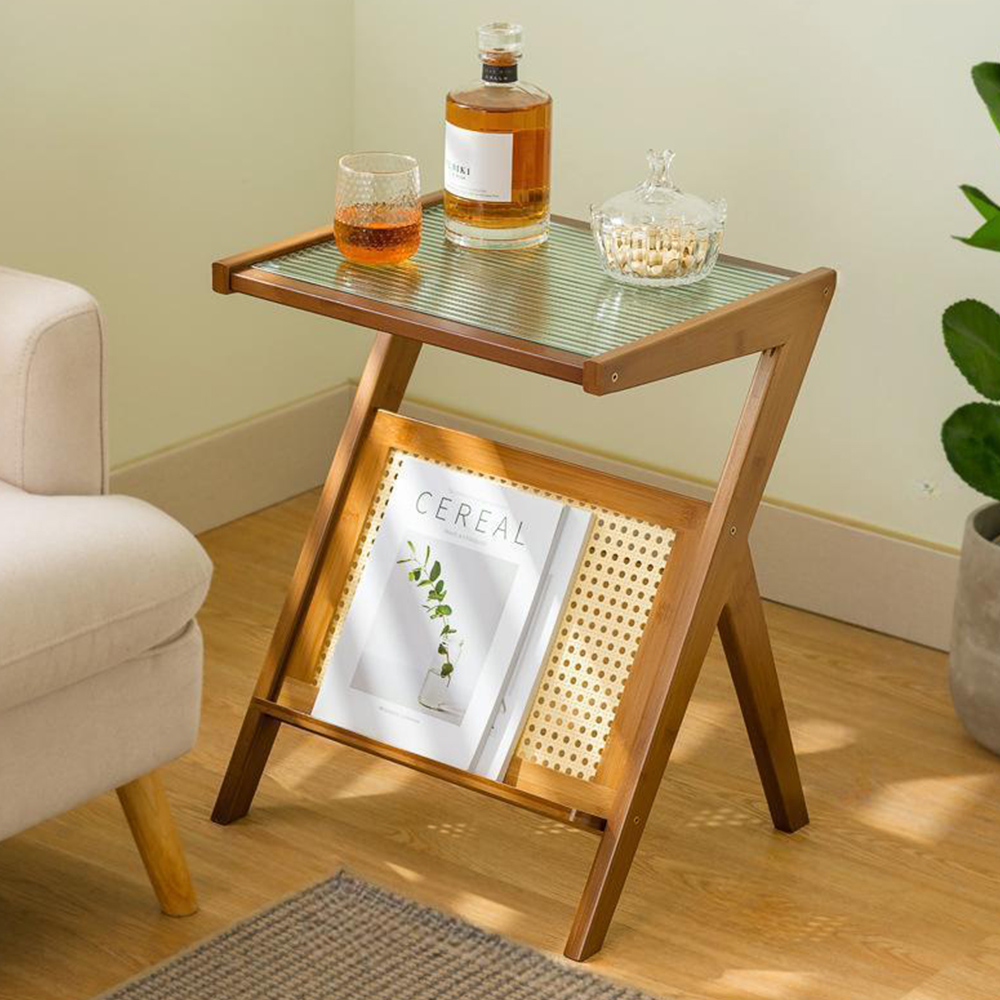 원목 라탄 사이드테이블 중형 모던 거실 쇼파 간이 미니 협탁 테이블