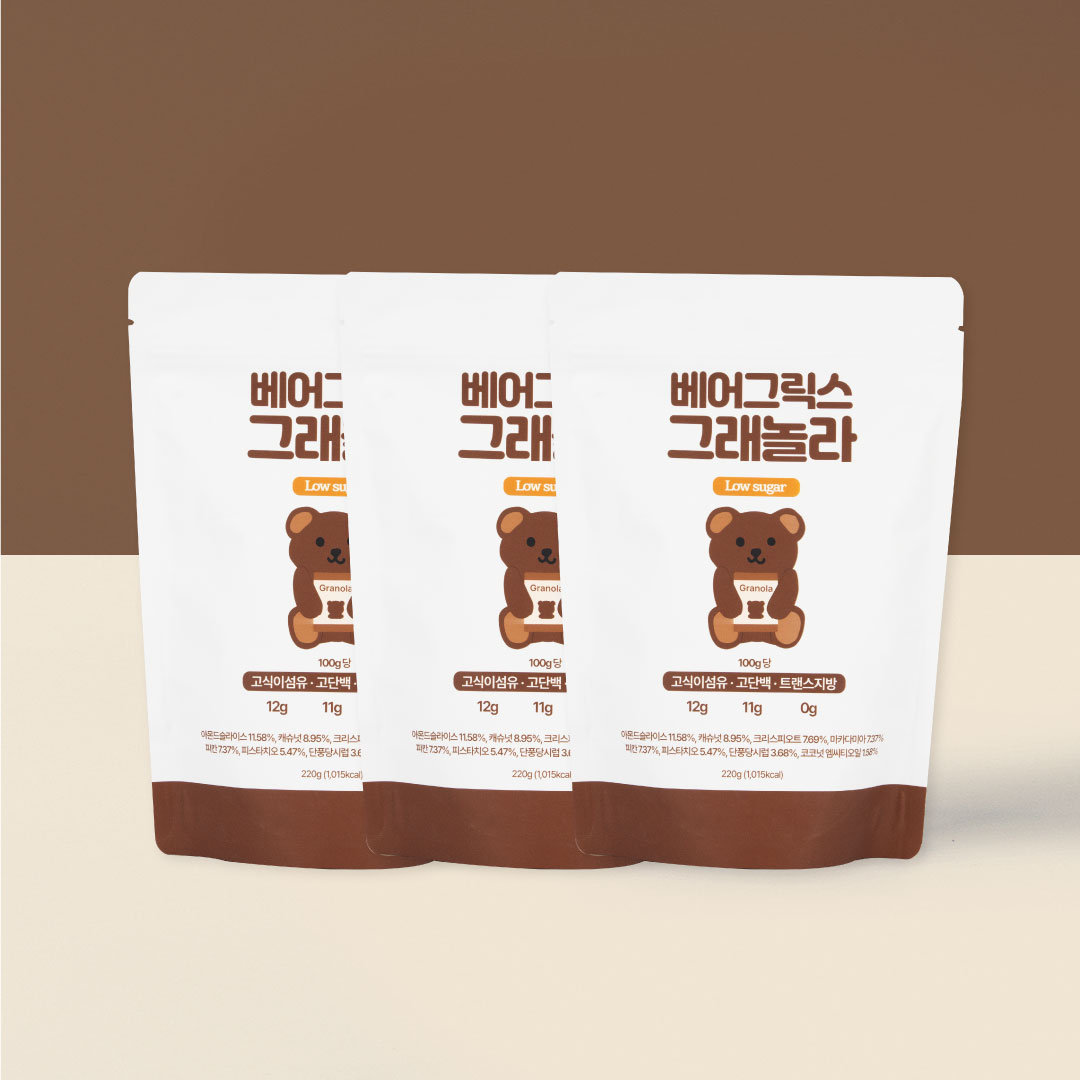 [할인구성] 베어그릭스 저당 통곡물 그래놀라 오리지널 220g 3pack