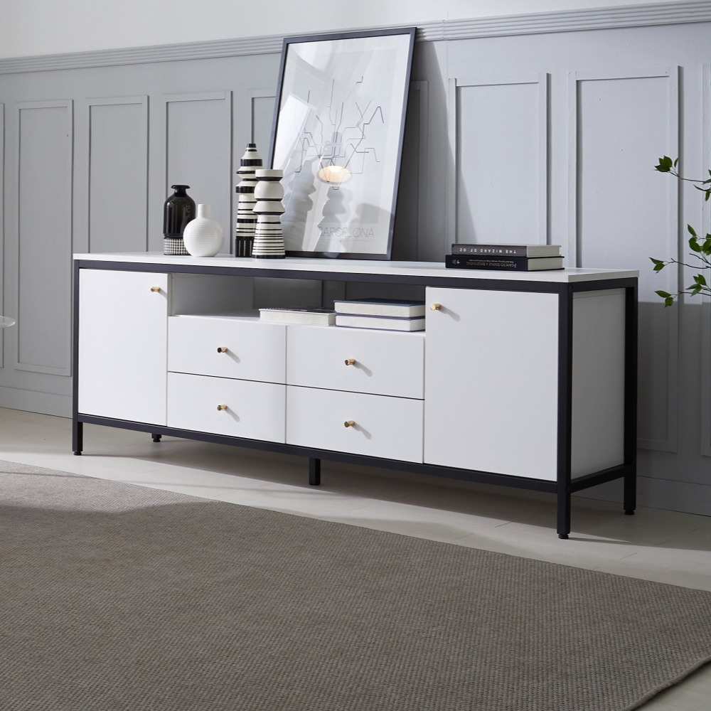 세 1800거실장 높은tv장테이블 멀바우 철제티비다이 오디오장식장