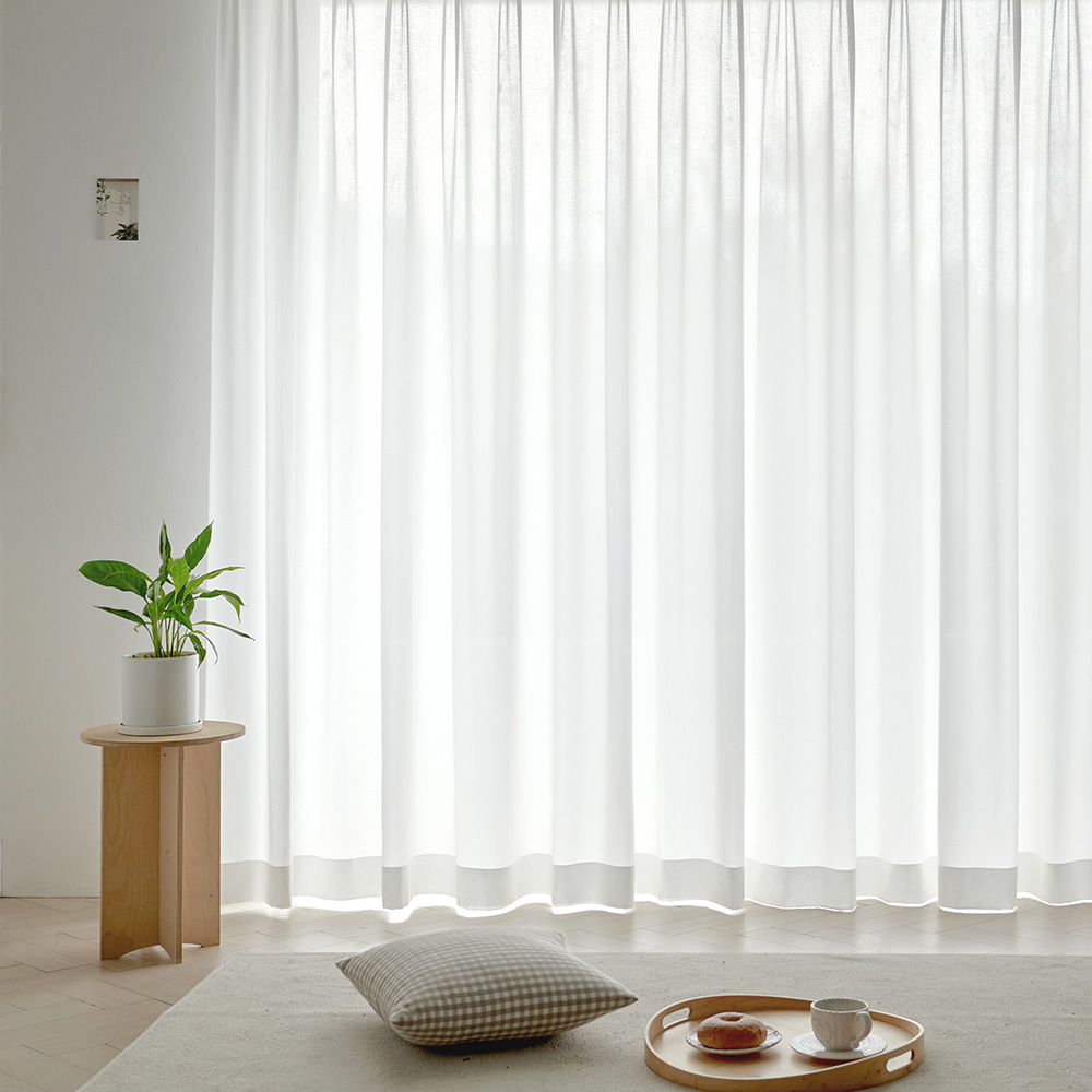 국내산 이음선없는 시그니처 도톰쉬폰커튼 나비주름 먼지없는 거실 카페커튼 270cm 맞춤
