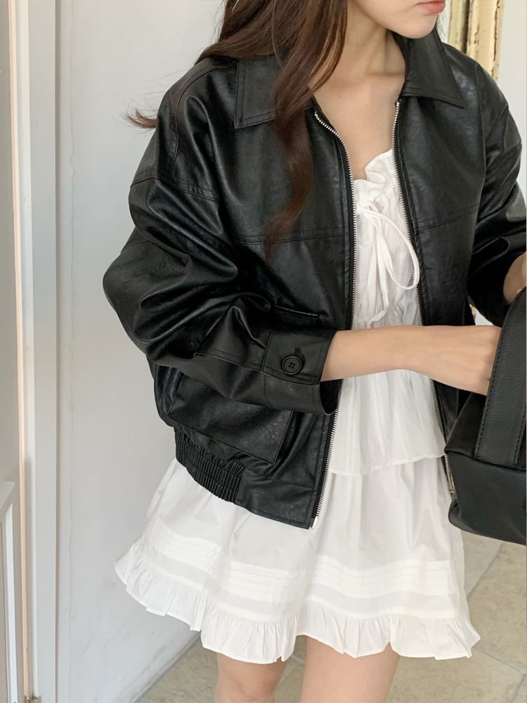 러블리 프릴 핀턱 밴딩 스커트 면 플레어스커트 A라인 치마 봄 여름 미니스커트 화이트 블랙 이미지 8