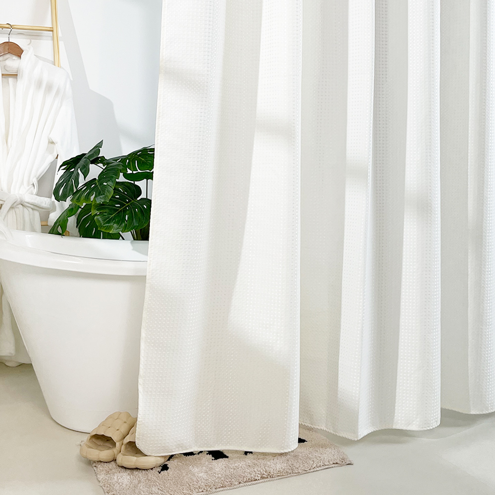 [단독] 패브릭 방수 고급형 샤워커튼 중형 화장실 욕실 무타공 커튼