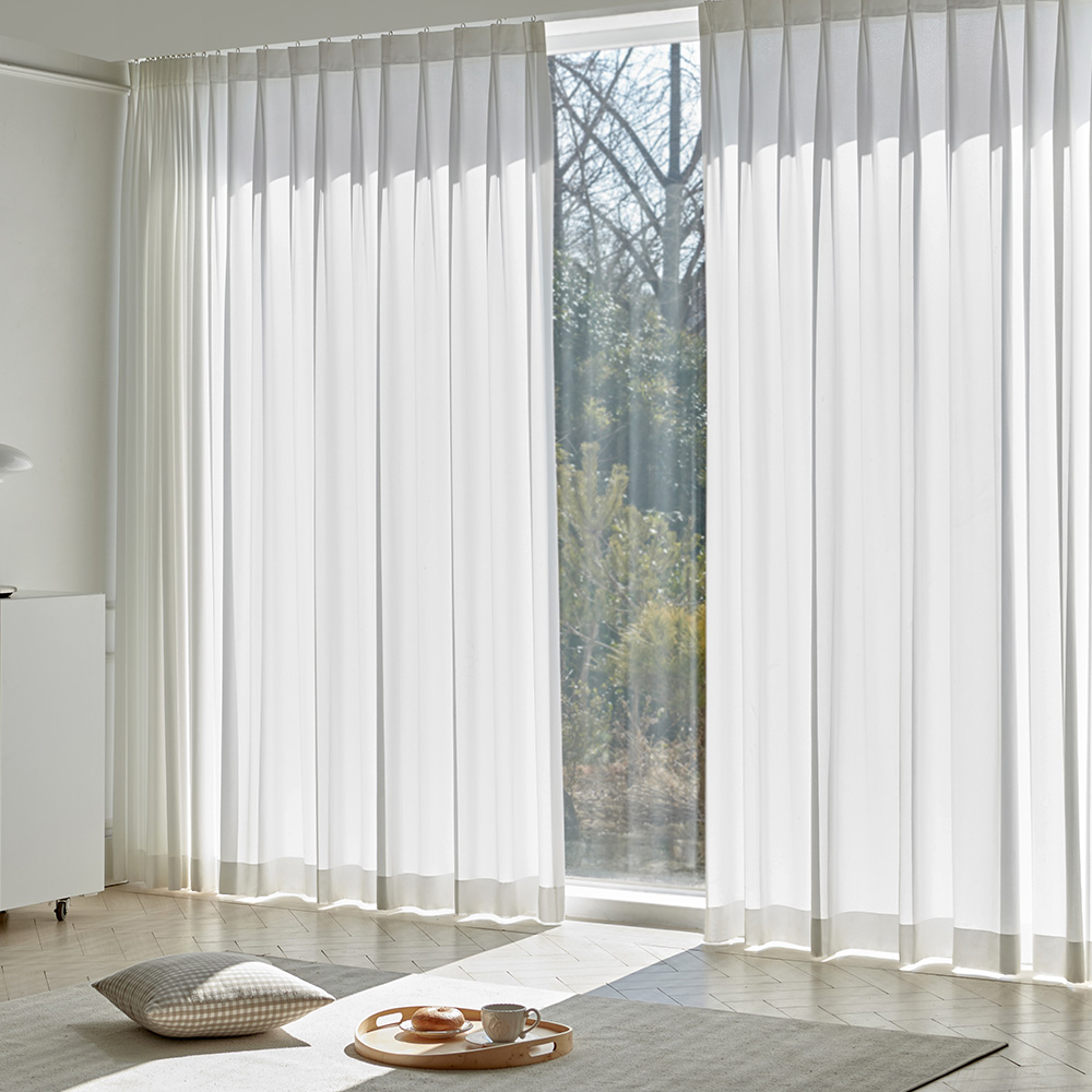 국내산 이음선없는 시그니처 도톰쉬폰커튼 나비주름 먼지없는 거실 카페커튼 270cm 맞춤