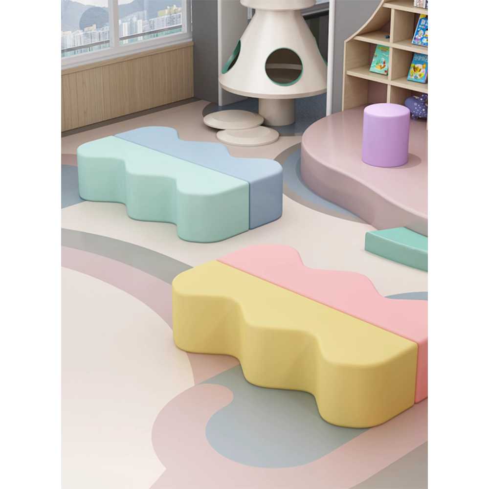 키즈펜션 장의자 벤치 대기 스툴 소아과 파스텔 의자 80cm - 상세 이미지 3