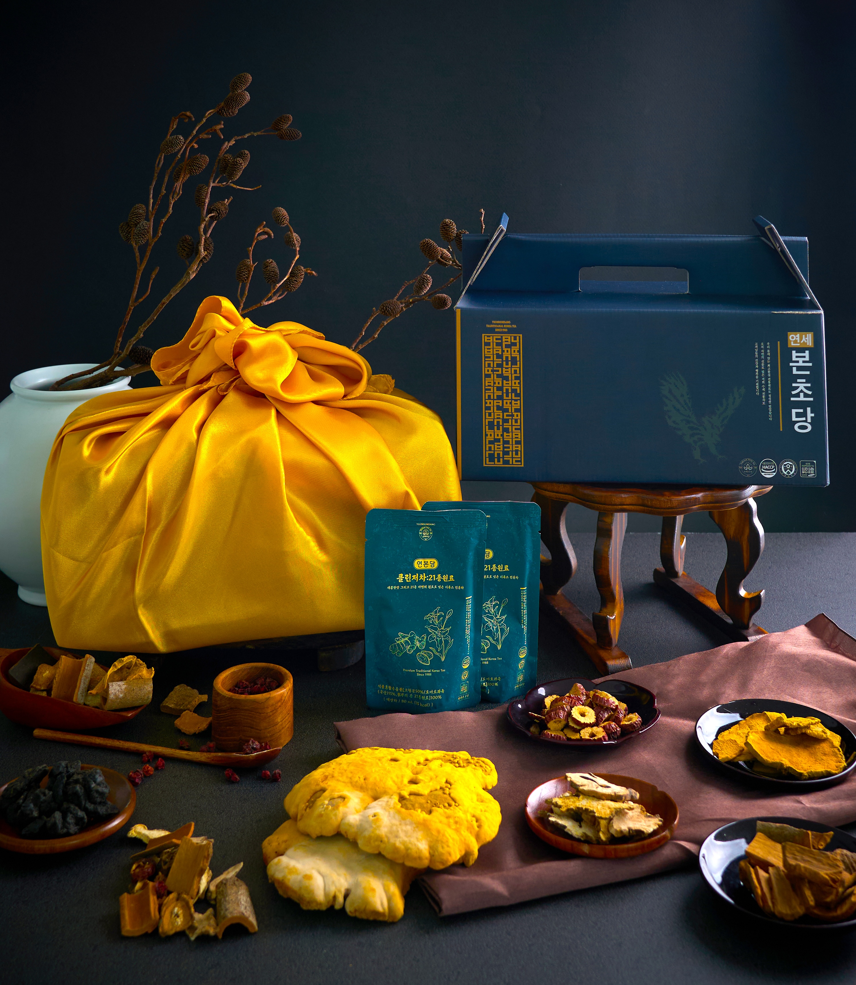 [연본당] 클린저차 (21종 전통원료 프리미엄 티톡스)황금보자기 선물포장 10개입, 1개