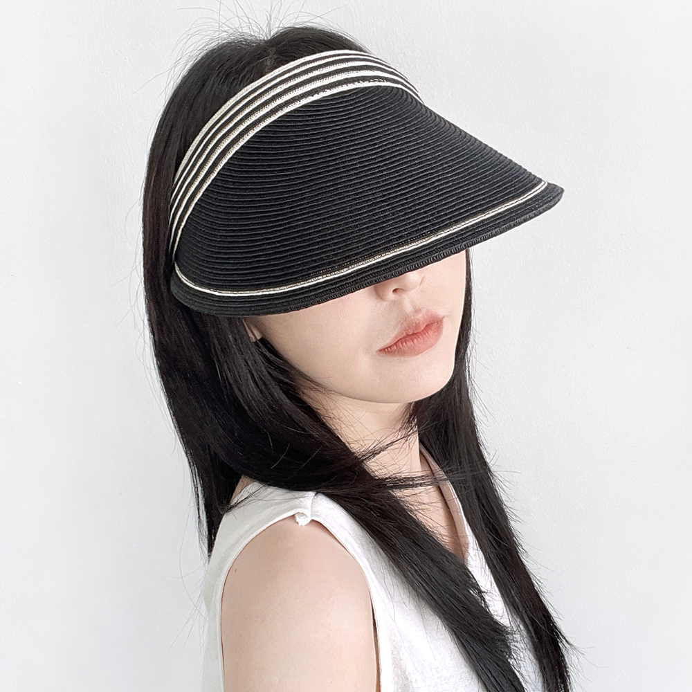 가벼운 챙넓은 자외선차단 지사 썬캡 여성 여름 휴양지 밀짚모자