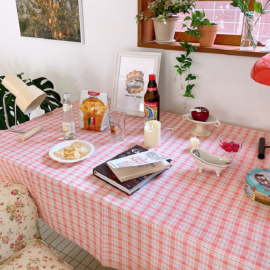 미니유 플라워 방수 식탁보 테이블보 사각 집들이 홈 파티 카페 공방 옐로우 95X110