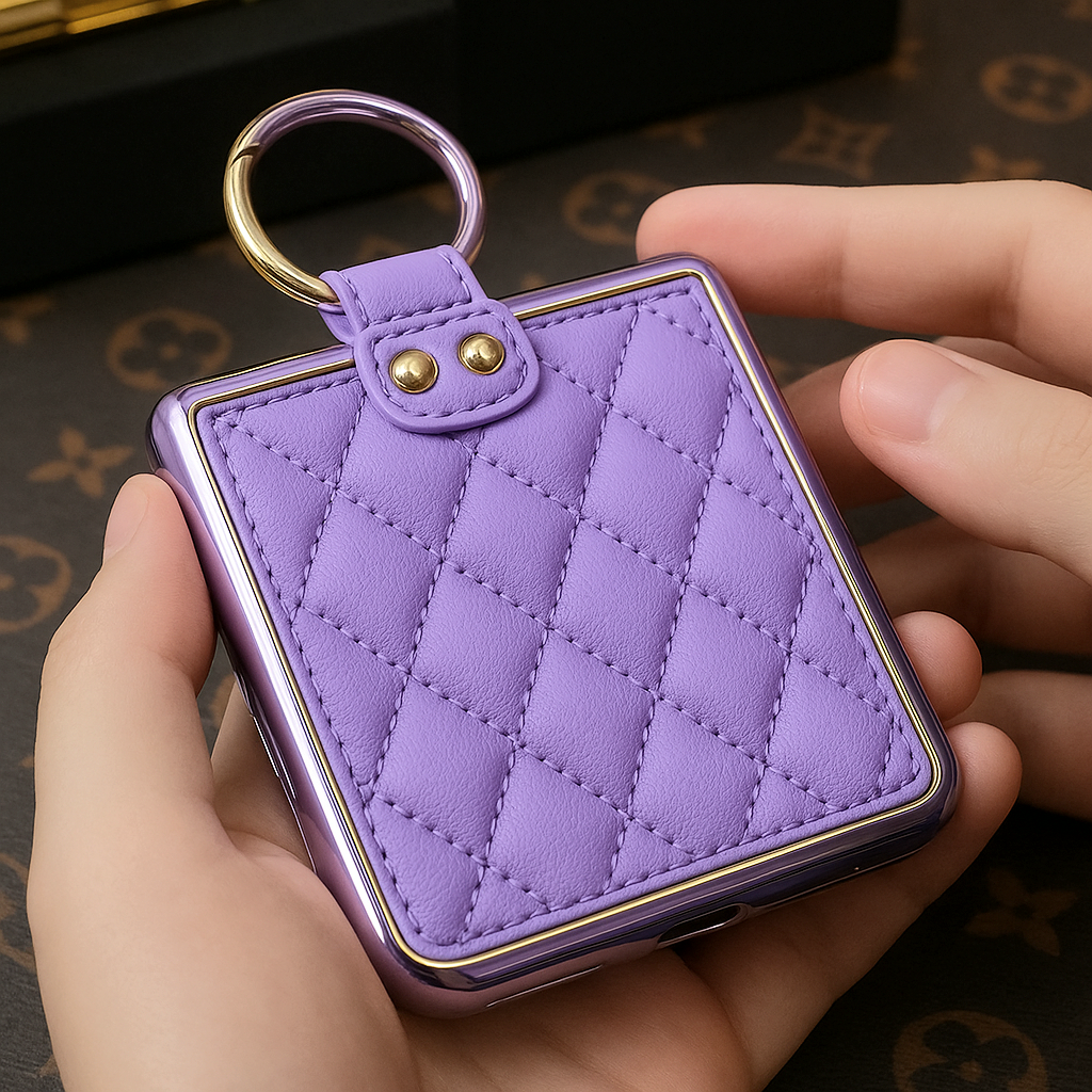 가죽 케이스 명품 범퍼 스트랩 지플립 퍼플, 갤럭시Z 플립3 - 상품 이미지