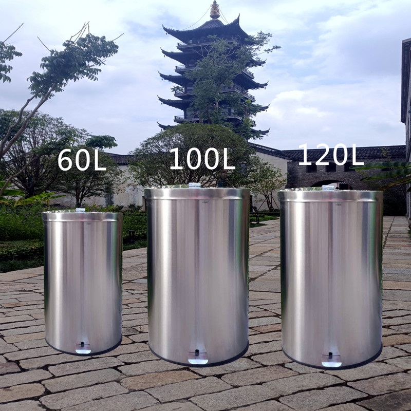 스테인리스 발판휴지통 대형 원형 120L 쓰레기통 실외용 위생통 20L 스틸 쓰레기통 30x46CM (8개이상 - 상세 이미지 4