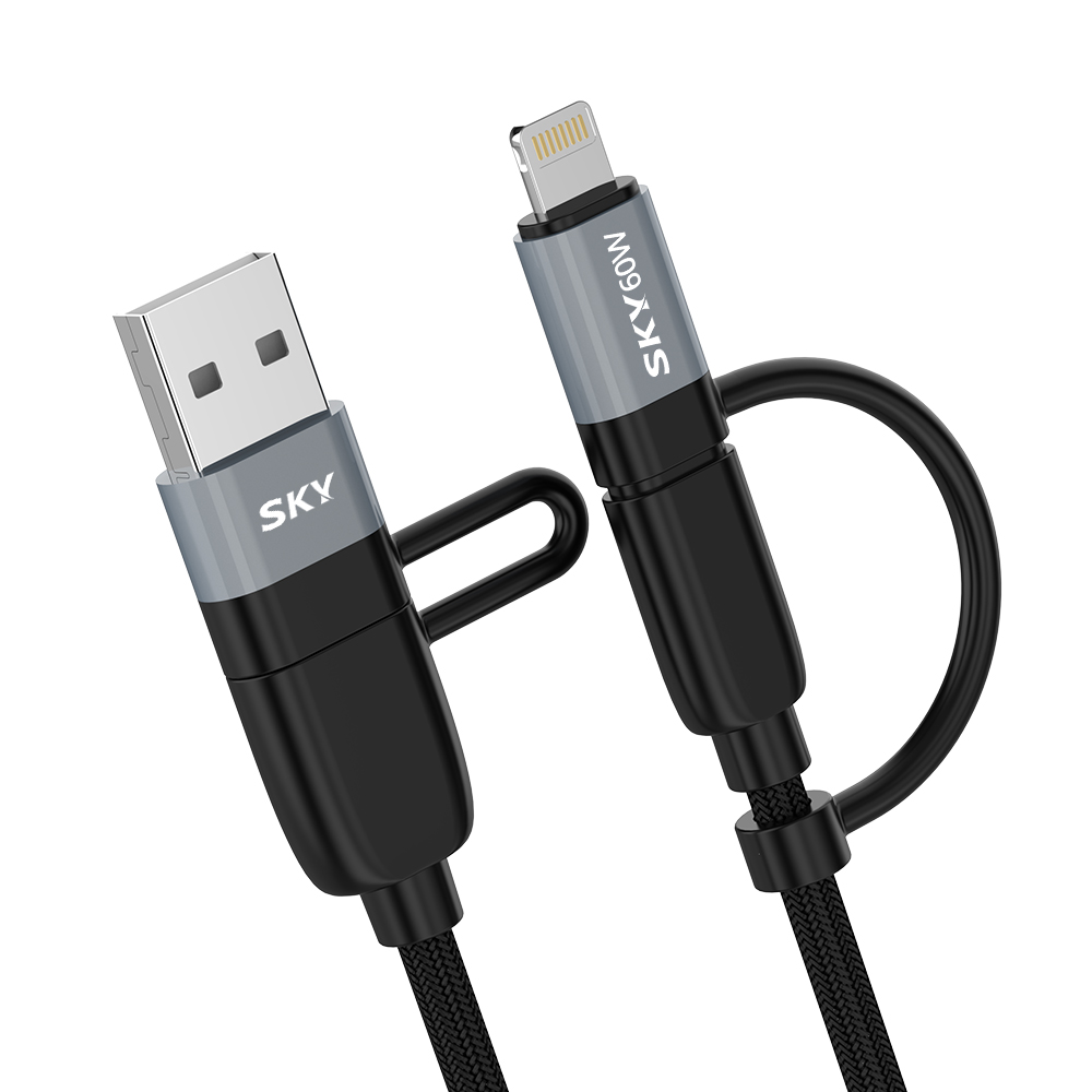 1+1 비트 60W 4in1 고속 충전 단선 방지 패브릭 멀티 케이블 2M - 상세 이미지 2