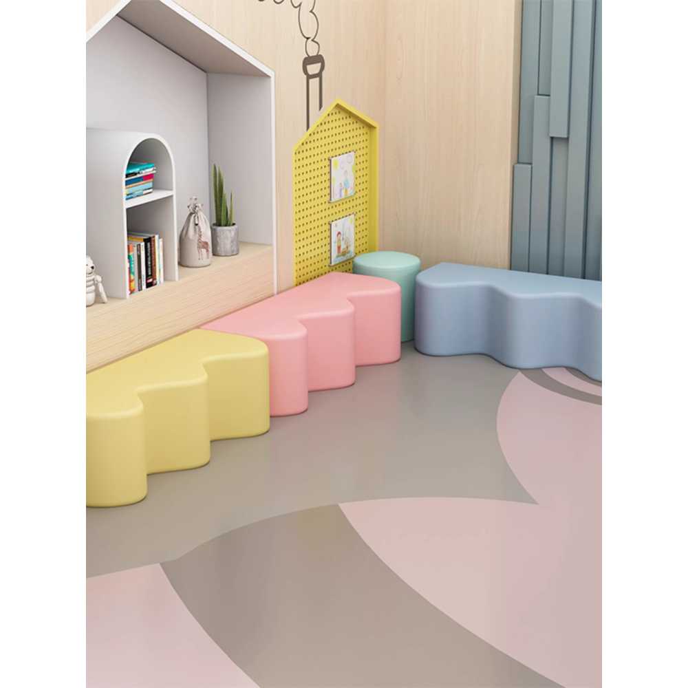 키즈펜션 장의자 벤치 대기 스툴 소아과 파스텔 의자 80cm - 상세 이미지 2