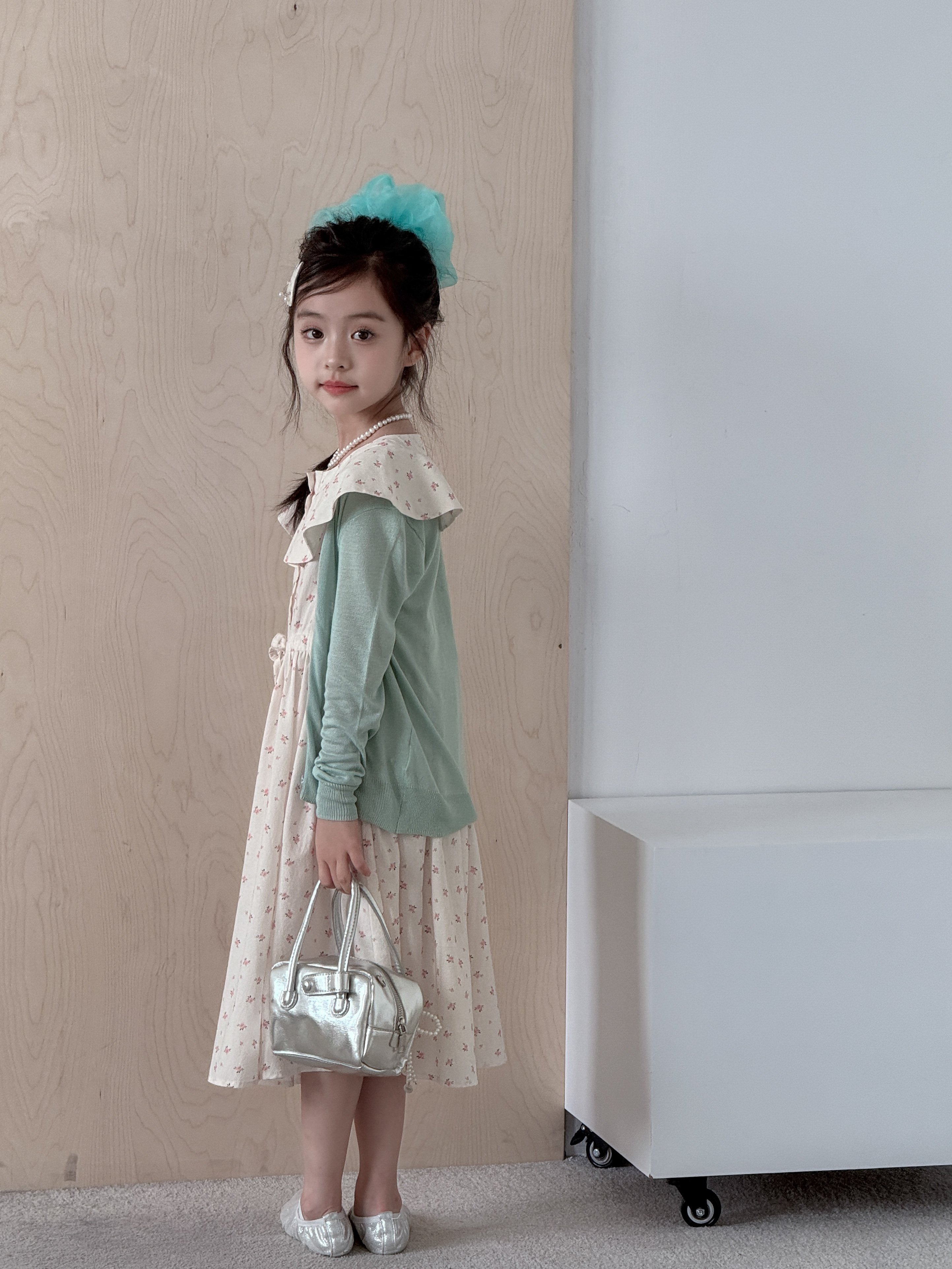 Irene's Closet 와이드 프릴 칼라 플라워 민소매 원피스 유아 주니어 여름 - 상세 이미지 3