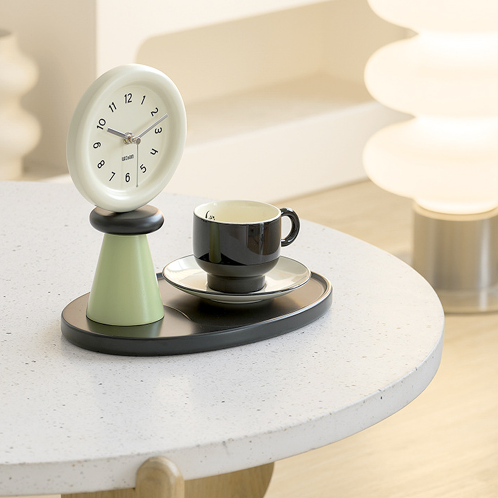 온마이무드 오브제 트레이 시계 무소음 탁상시계