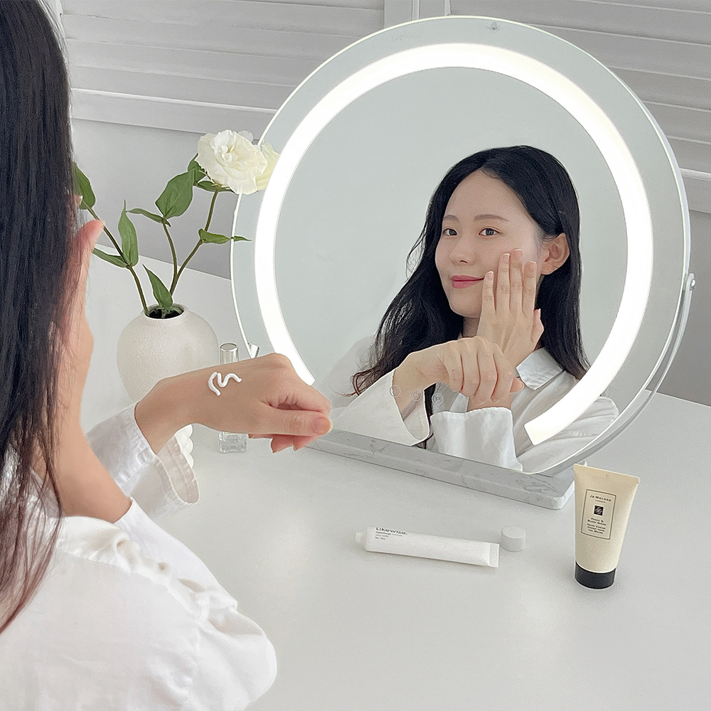 LED 라운드 화장대 거울 스탠드 원형 인테리어 거울