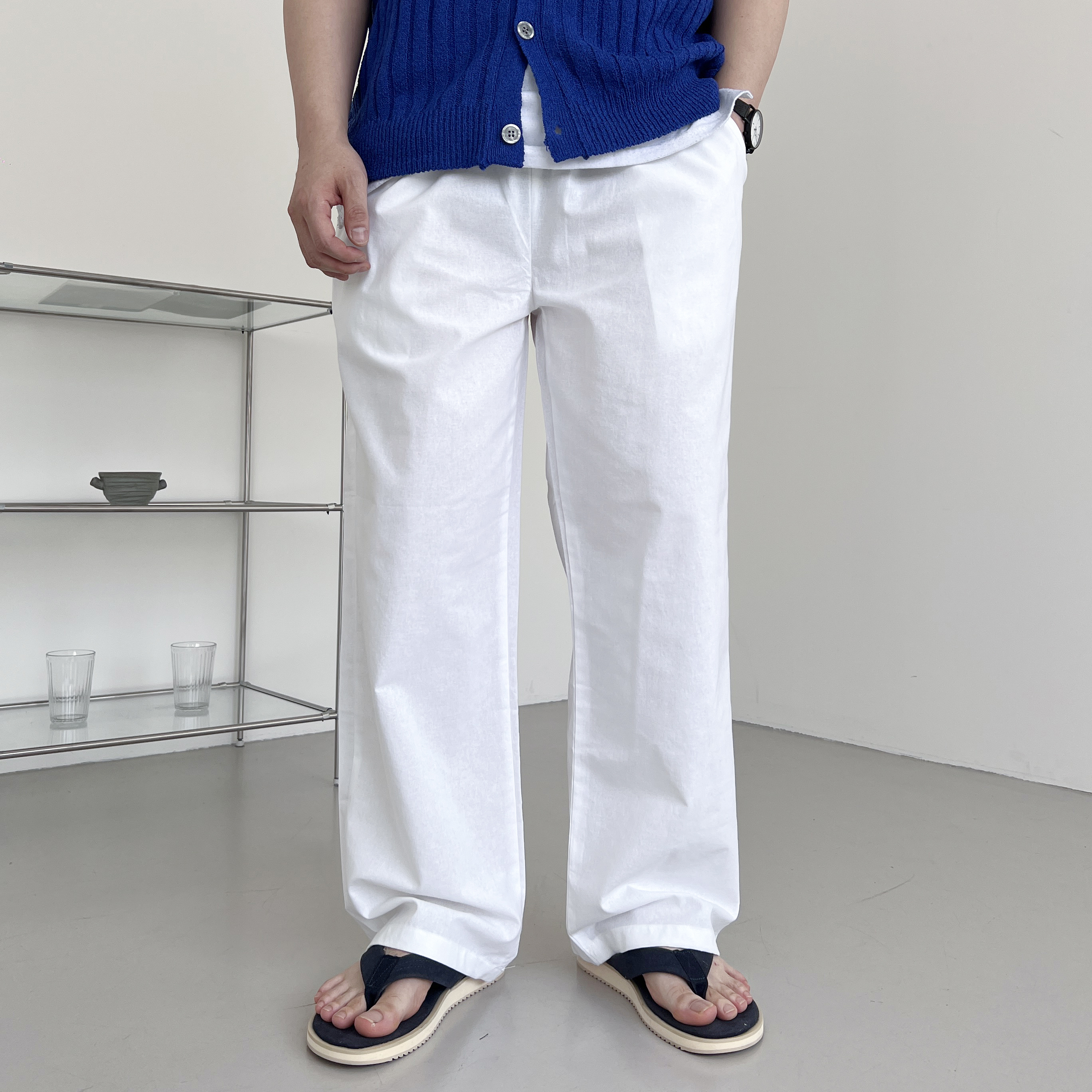 남자린넨와이드팬츠 남자린넨슬랙스 여름통바지 통큰바지 백바지 - 상세 이미지 4