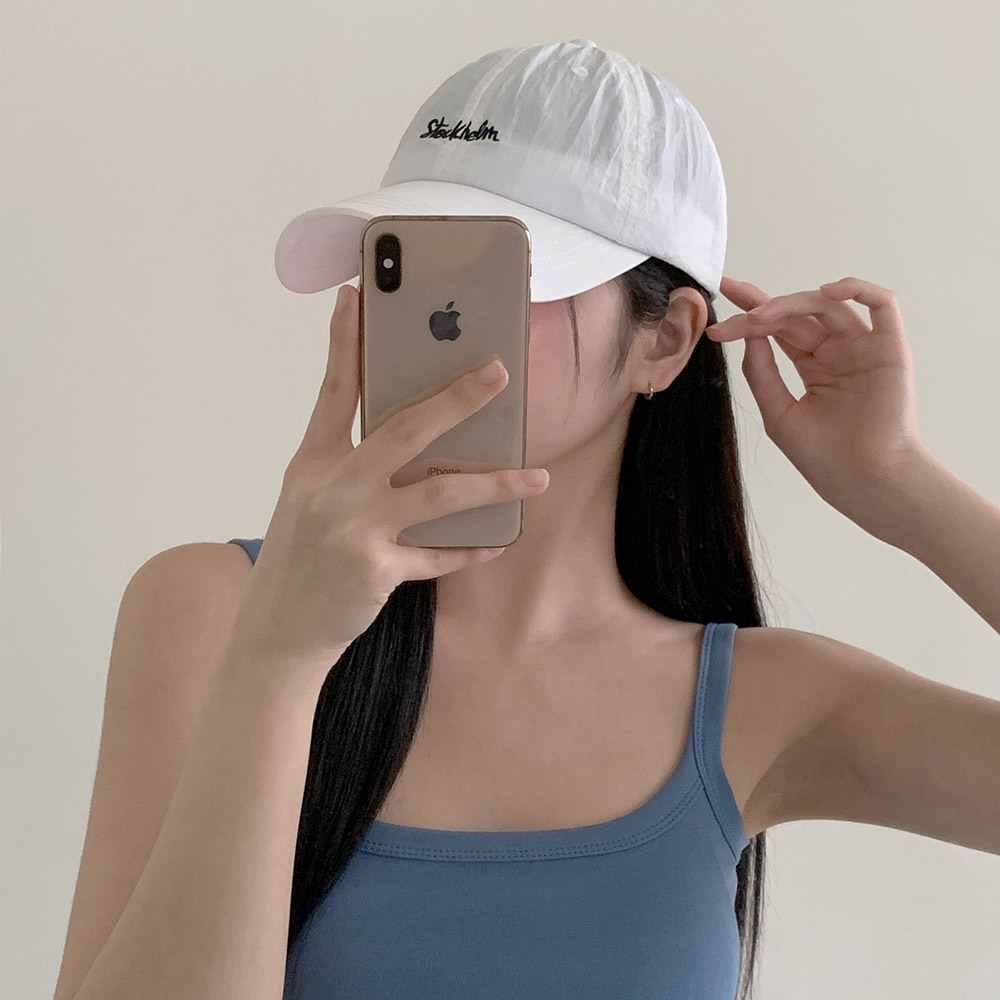 [10컬러/여름캡모자] 스톡 자수 바스락 나일론 스트링 여름 물놀이 흠뻑쇼 볼캡 모자 상세 이미지 12