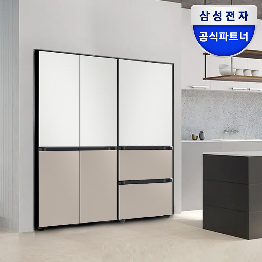 삼성전자 비스포크 키친핏 냉장고 김치냉장고 세트 패키지 RM70F63R2ZG RQ33DB74D2AP 화이트 베이지 P