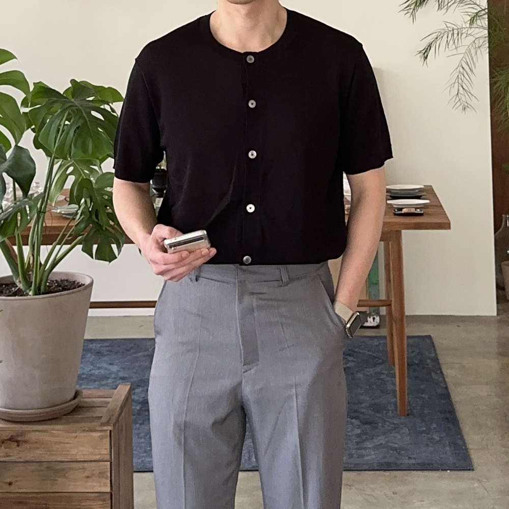 남자 여름가디건 오버핏 린넨 반팔 가디건 - 상세 이미지 3