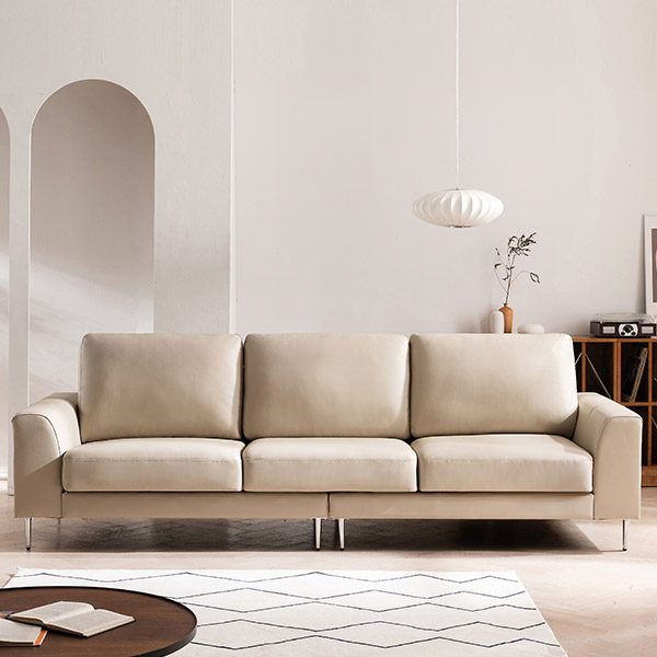 삼익가구 베티 천연소가죽 소파 스툴미포함, 아이보리, 4인용