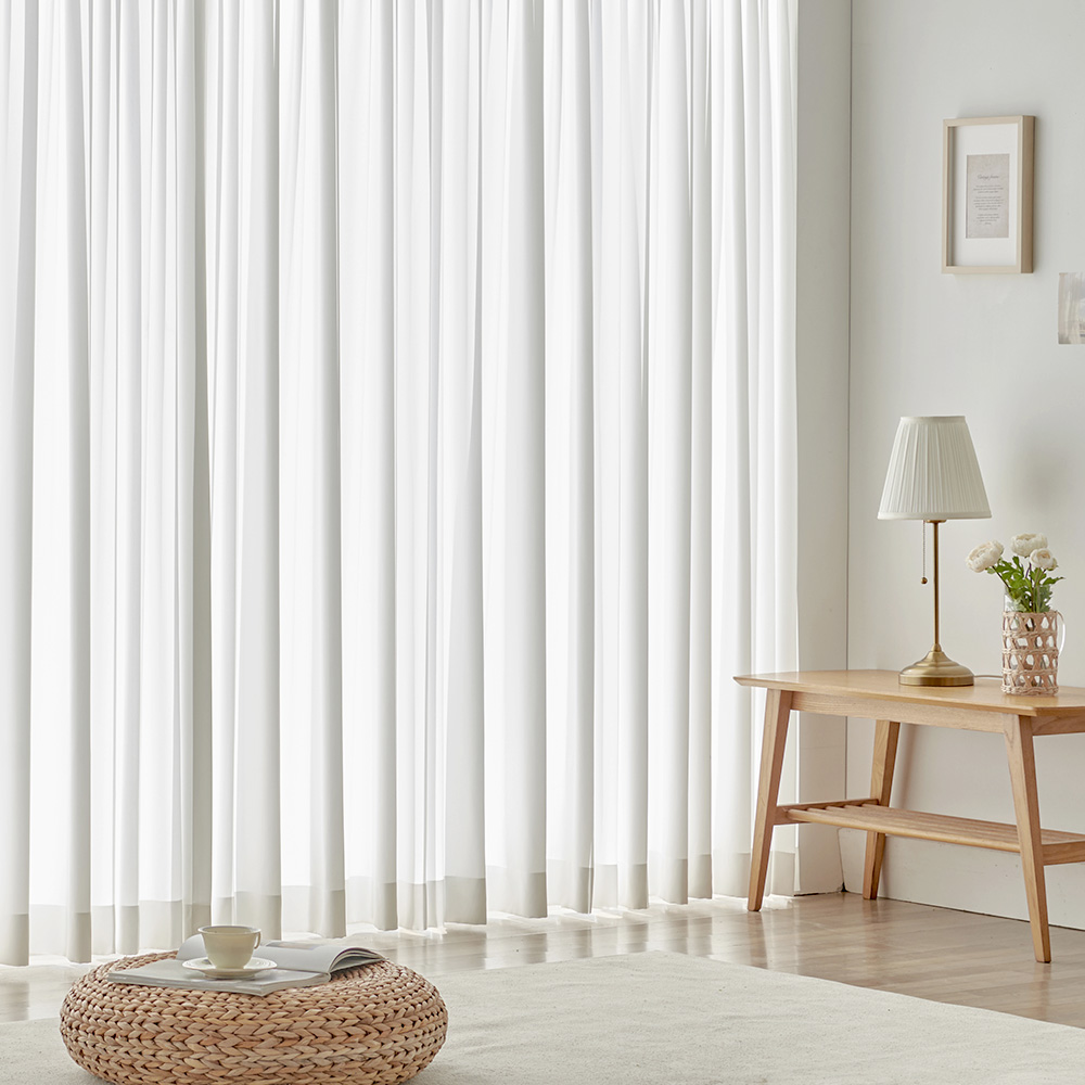 국내산 이음선없는 시그니처 도톰쉬폰커튼 나비주름 먼지없는 거실 카페커튼 270cm 맞춤