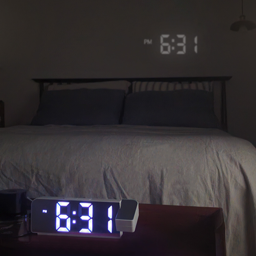 빔프로젝션 LED 탁상시계 디지털 날짜 온도 인테리어 알람시계