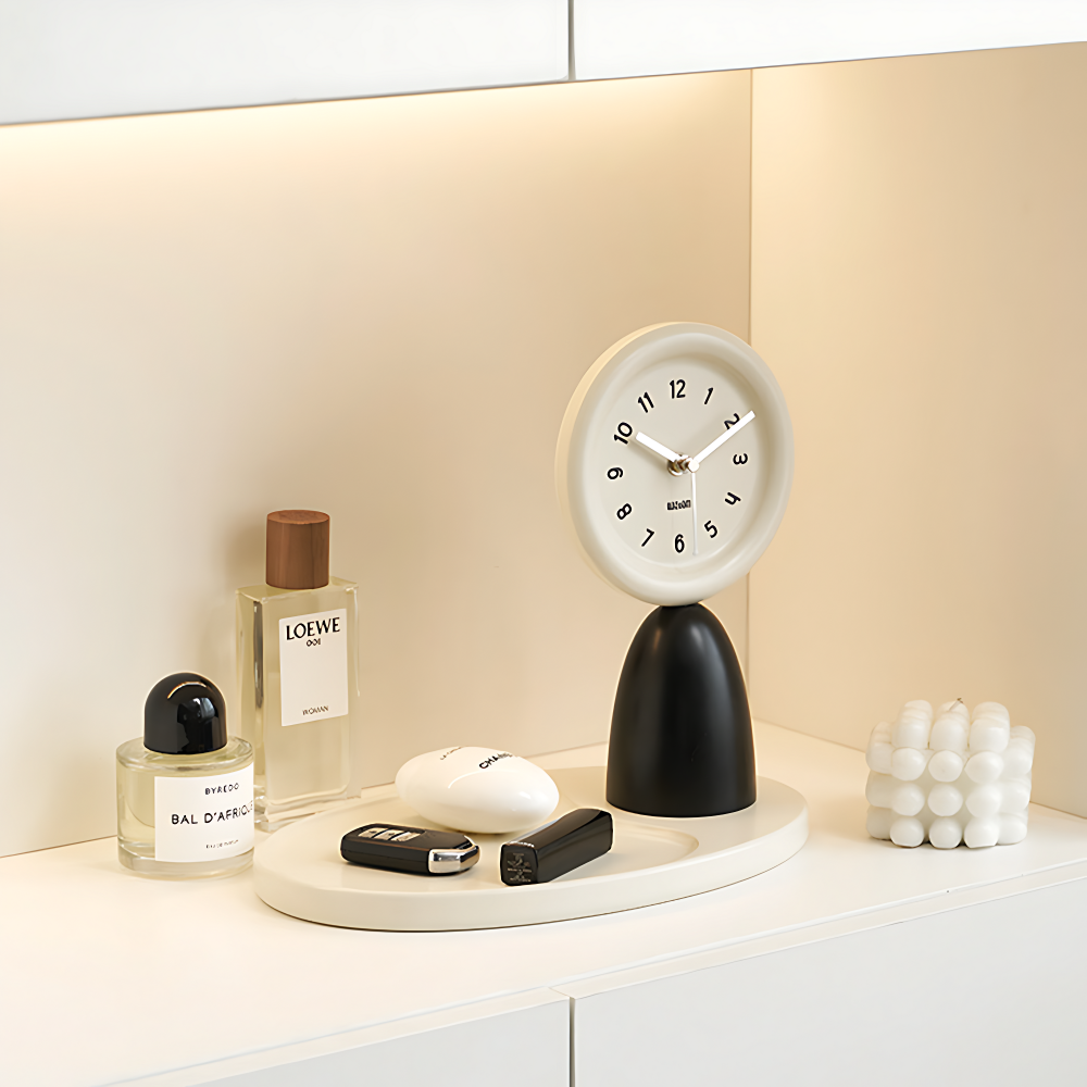 온마이무드 오브제 트레이 시계 무소음 탁상시계