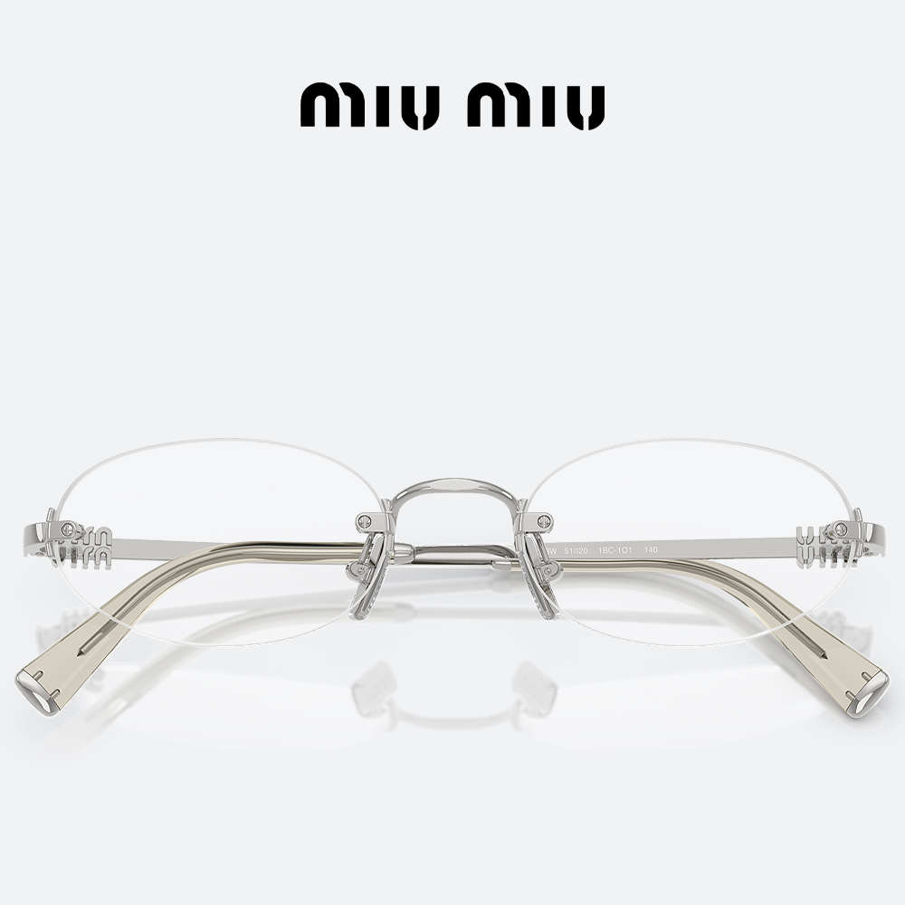 미우미우 로고 안경 MIUMIU 0MU53WV 1BC1O1 실버 메탈 무테 - 상세 이미지 3