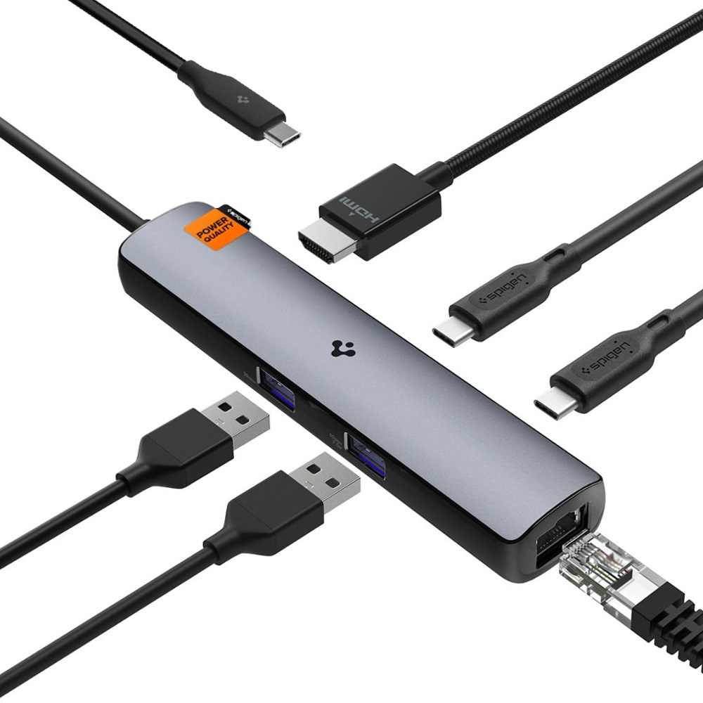 슈피겐 6in1 USB4 C타입 허브 썬더볼트4 8K 맥북 멀티 허브