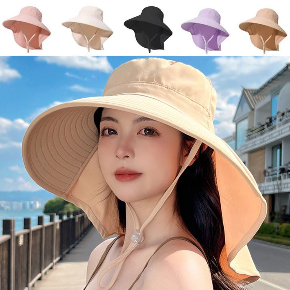 여성 와이드 버킷햇 예쁜 여자 여행 물놀이 해변 모자 - 상품 이미지