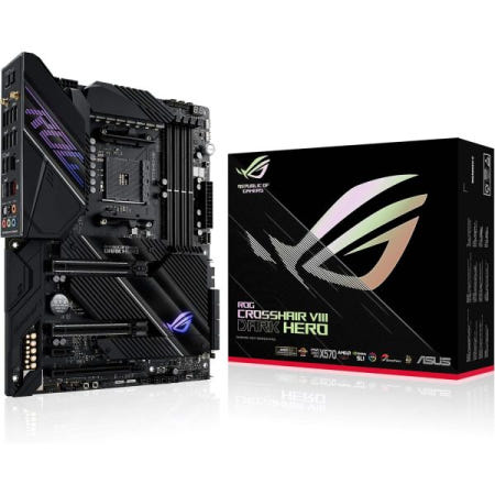 [해외]ASUS ROG 크로스헤어 VIII 다크 히어로 AMD AM4 X570S Zen 3 Ryzen 5000 및 3세대 ATX 게이밍 마더보드(PCIe 4.0, 14+2 Ti 파