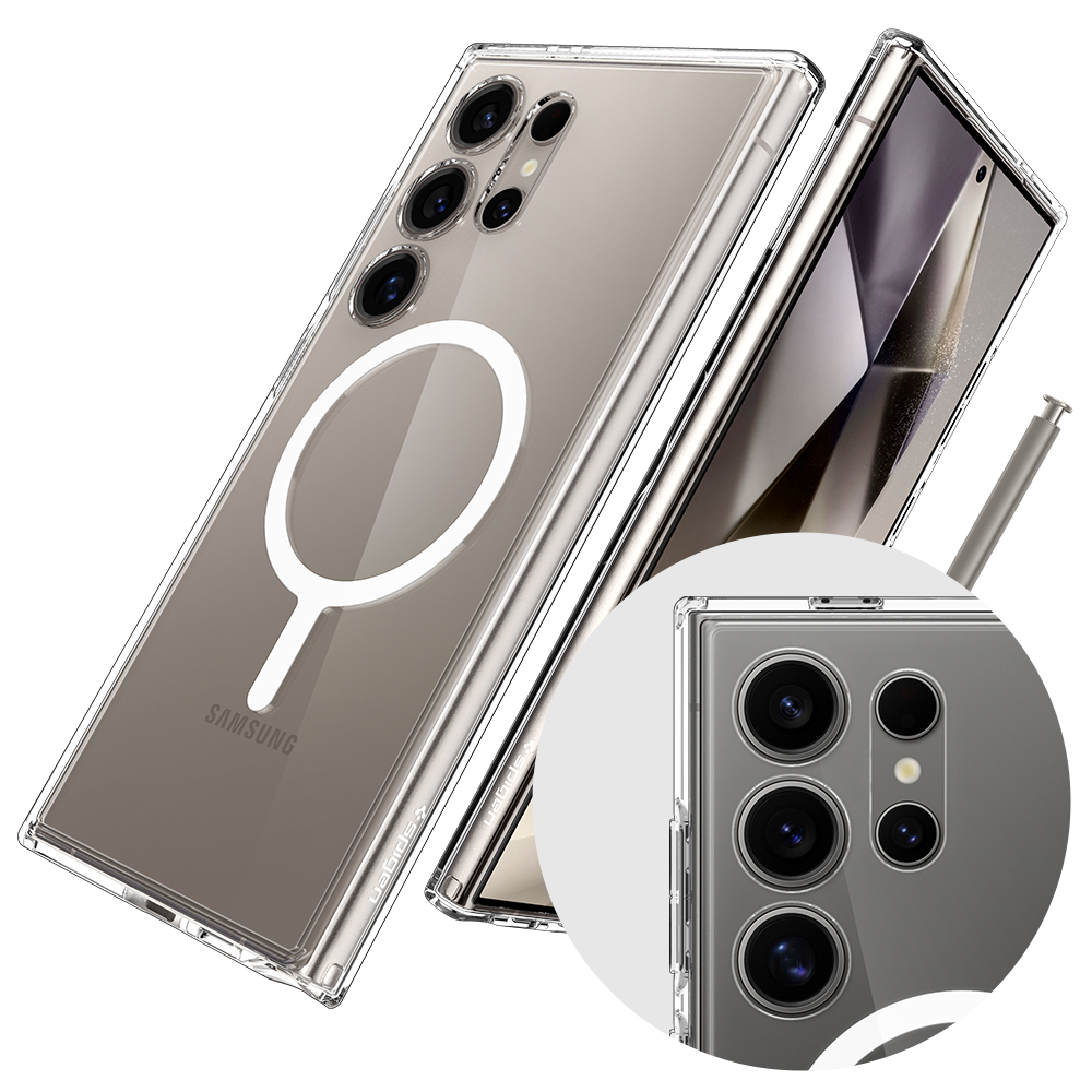 슈피겐 갤럭시 맥세이프 케이스 울트라하이브리드맥핏 클리어화이트, 갤럭시S24 울트라