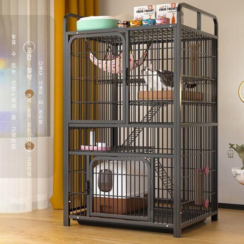 대형 철망 고양이 하우스 펜스형 케이지 86x61x140 중형_블랙(79x54x136)