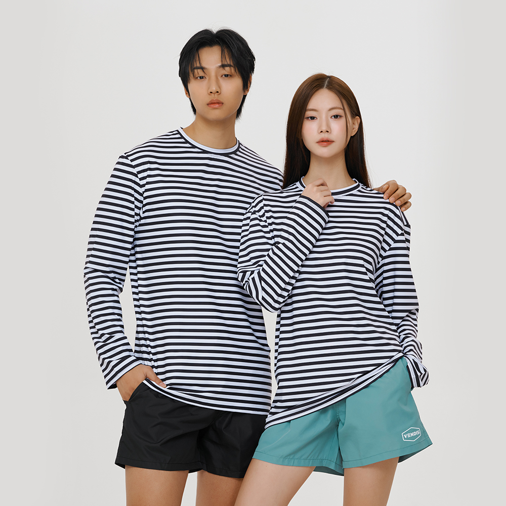 벤디스 남자 여성 긴팔 래쉬가드 제이드 루즈핏 커플 비치웨어 : 벤디스