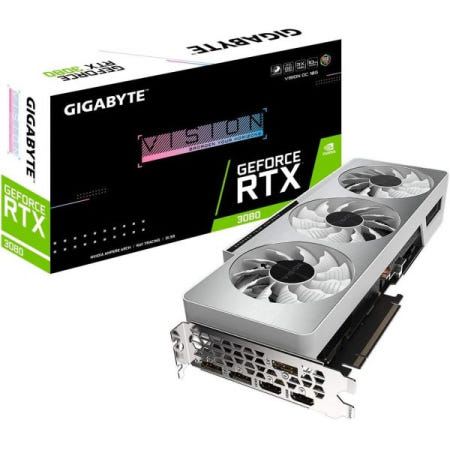 [해외]기가바이트 지포스 RTX 3080 비전 OC 10G 그래픽 카드, 3배 윈드포스 팬, LHR, 10GB 320비트 GDDR6X, GV-N3080VISION OC-10GD R
