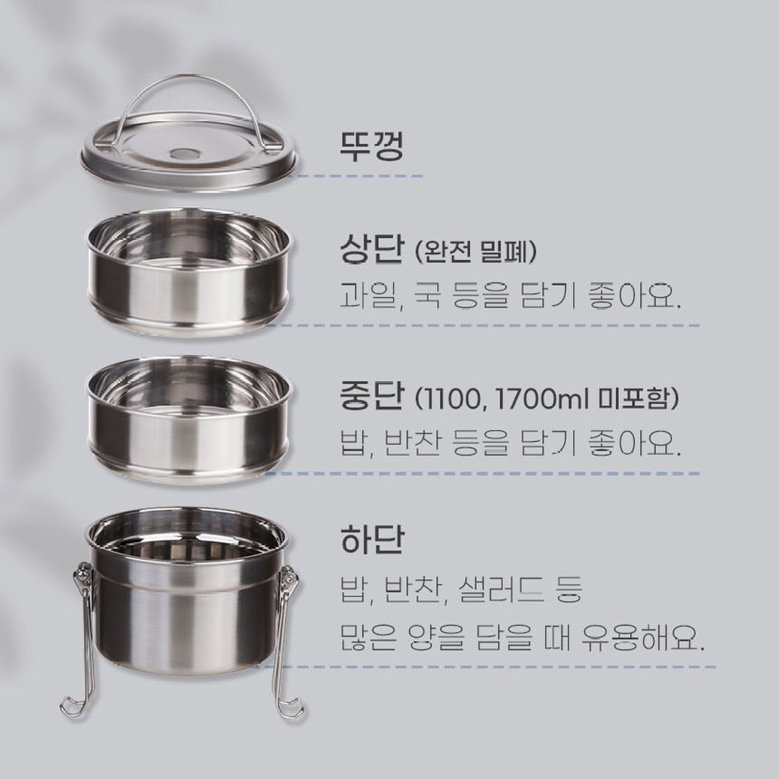 올스텐 도시락통 직장인 런치박스 유치원 어린이집 초등 소풍 피크닉 런치팟 4size - 상세 이미지 3